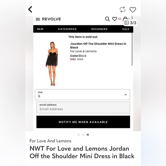 NWT For Love And Lemons Black Off Shoulder Jourdan Dress - Picture 5 of 7